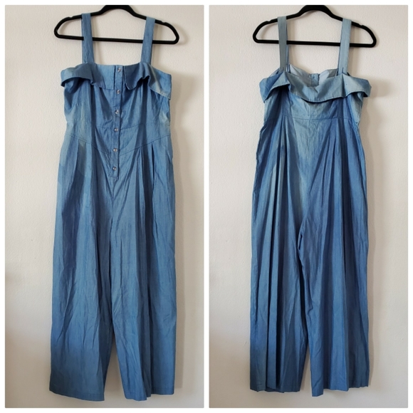 Flying‎ Tomato A. Calin Chambray Strappy Jumpsuit. - Picture 2 of 13